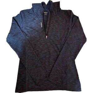 Reebok Womens Active Jacket Size Large Blue Quarter Zip Lightweight Stretch